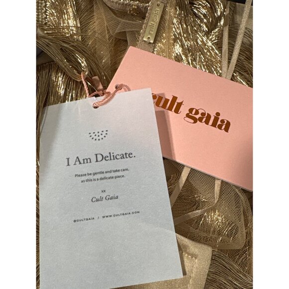 Cult Gaia Mara Dress in Gold Medium New Womens Fringe Cocktail - Picture 9 of 17